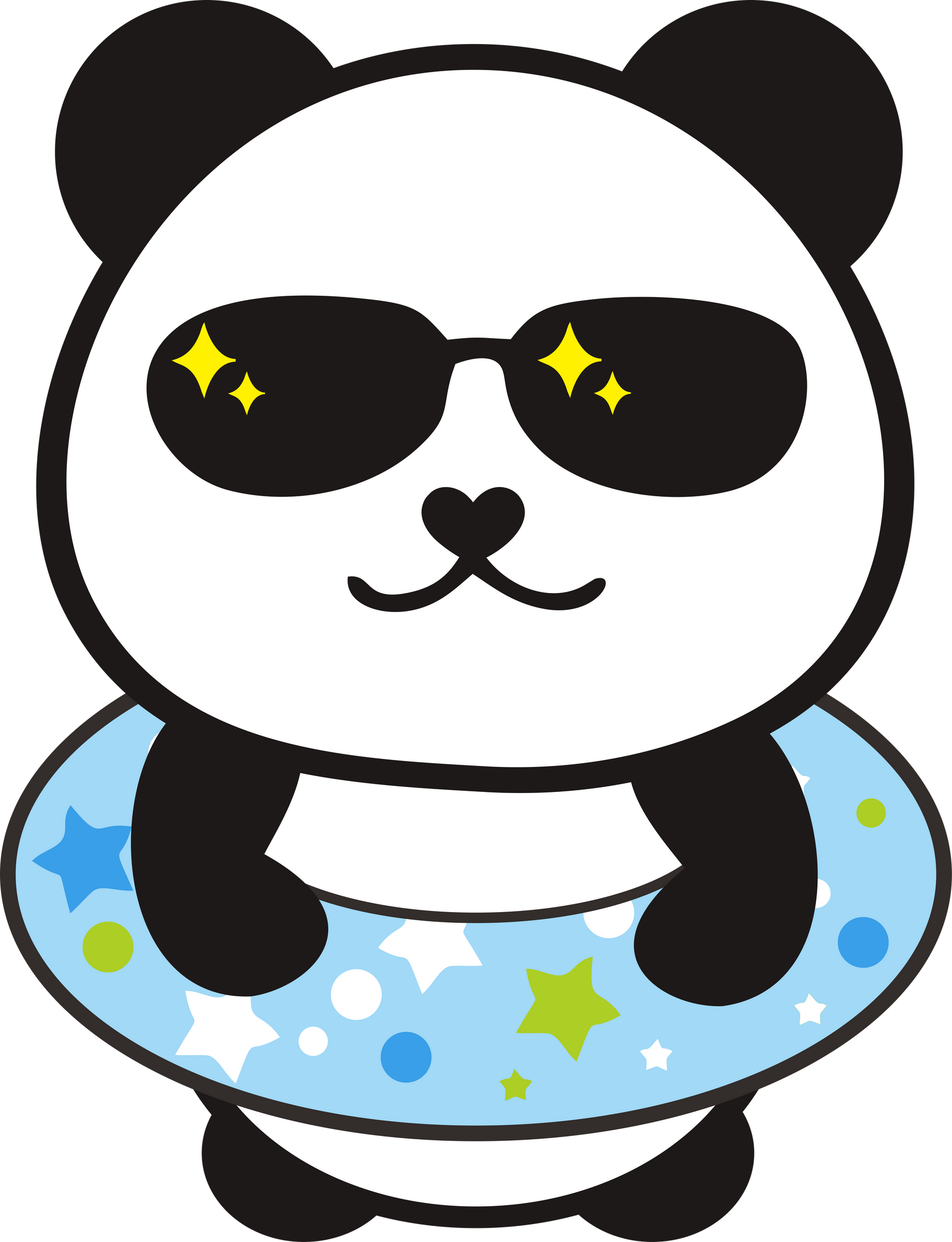 cute panda with swimming ring icon